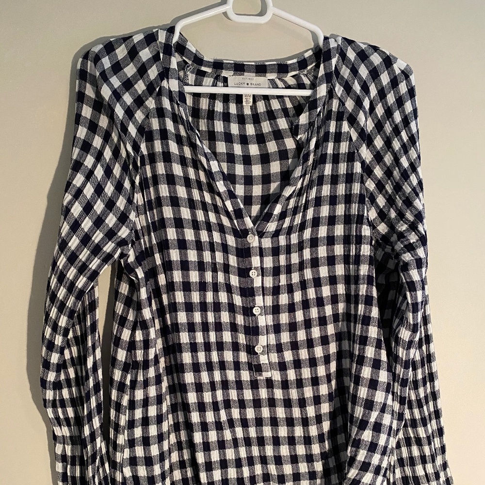 Lucky Brand Long Sleeve Checkered Blouse